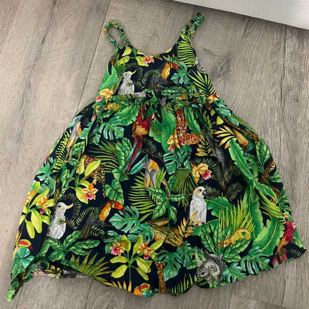 Tropical Jungle Print Kids Casual Dress